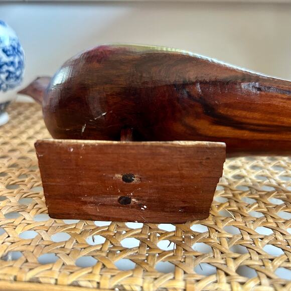 Vintage Mid Century Modern Carved Wooden Bird Sculpture MCM 11" Long - Picture 9 of 15